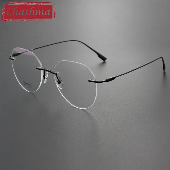 Chashma Ottica Women's Rimless Flat Top Round Titanium Eyeglasses 96611