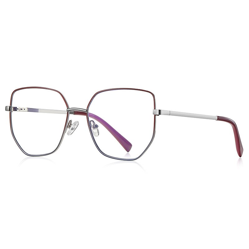 CCspace Unisex Full Rim Irregular Square Alloy Eyeglasses 56272 Full Rim CCspace C4RedSilver