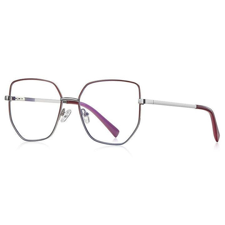 CCspace Unisex Full Rim Irregular Square Alloy Eyeglasses 56272 Full Rim CCspace C4RedSilver