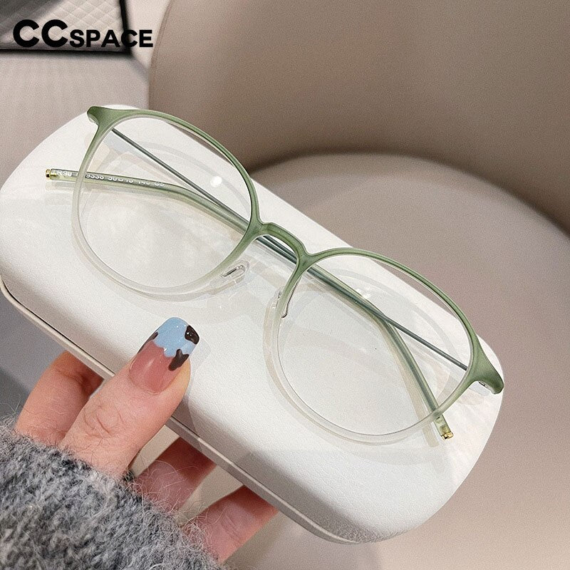 CCspace Unisex Full Rim Round Tr 90 Titanium Eyeglasses 55885 Full Rim CCspace