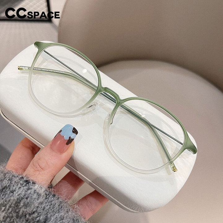 CCspace Unisex Full Rim Round Tr 90 Titanium Eyeglasses 55885 Full Rim CCspace