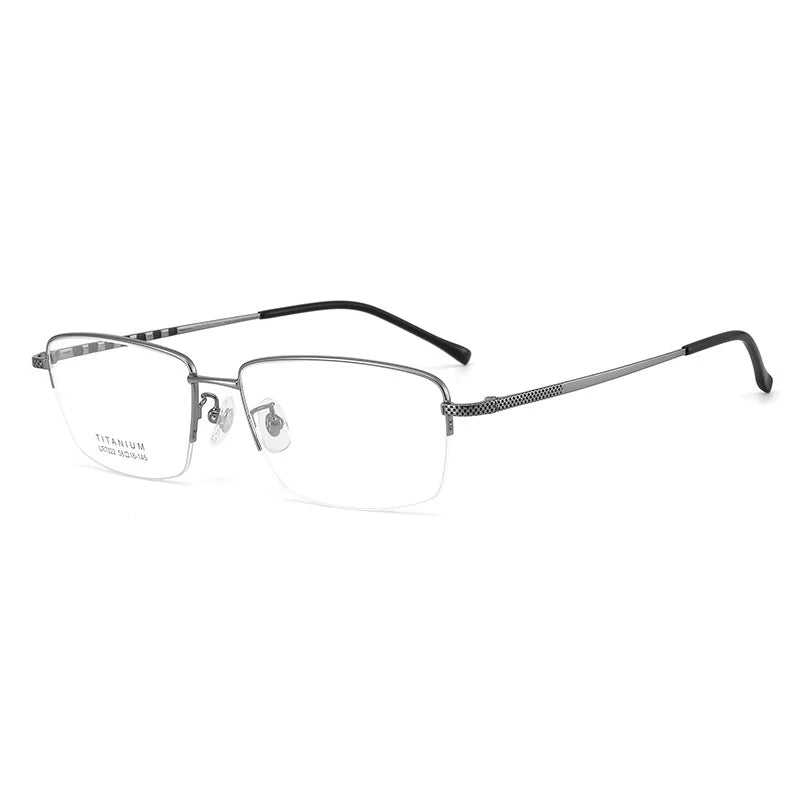 Bclear Men's Semi Rim Big Square Titanium Eyeglasses 7822 Full Rim Bclear GRAY