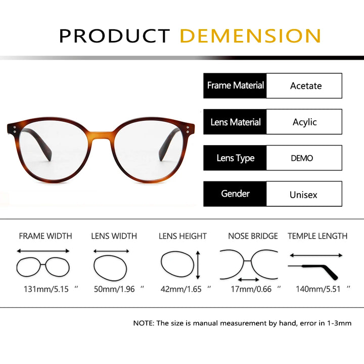 Esnbie Women's Full Rim Oval Square Acetate Eyeglasses 624821