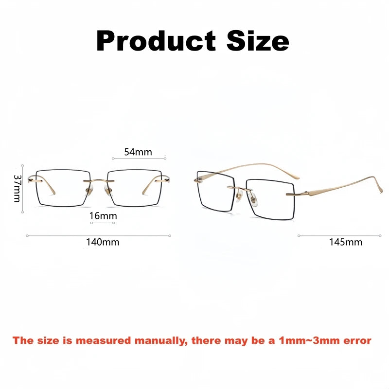 Yimaruili Unisex Rimless Polygon Square Titanium Eyeglasses 660398