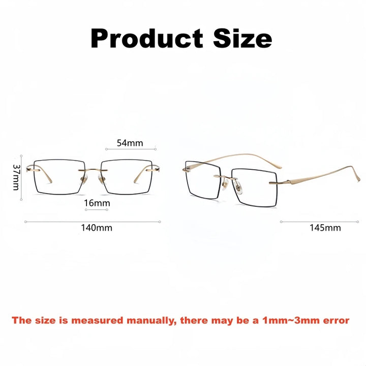 Yimaruili Unisex Rimless Polygon Square Titanium Eyeglasses 660398