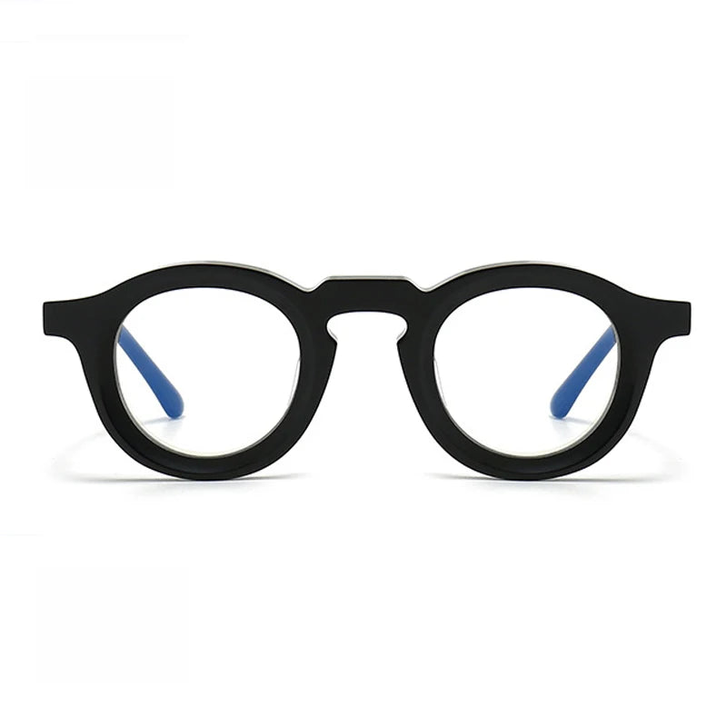 Black Mask Unisex Full Rim Round Acetate Eyeglasses 442721 Full Rim Black Mask