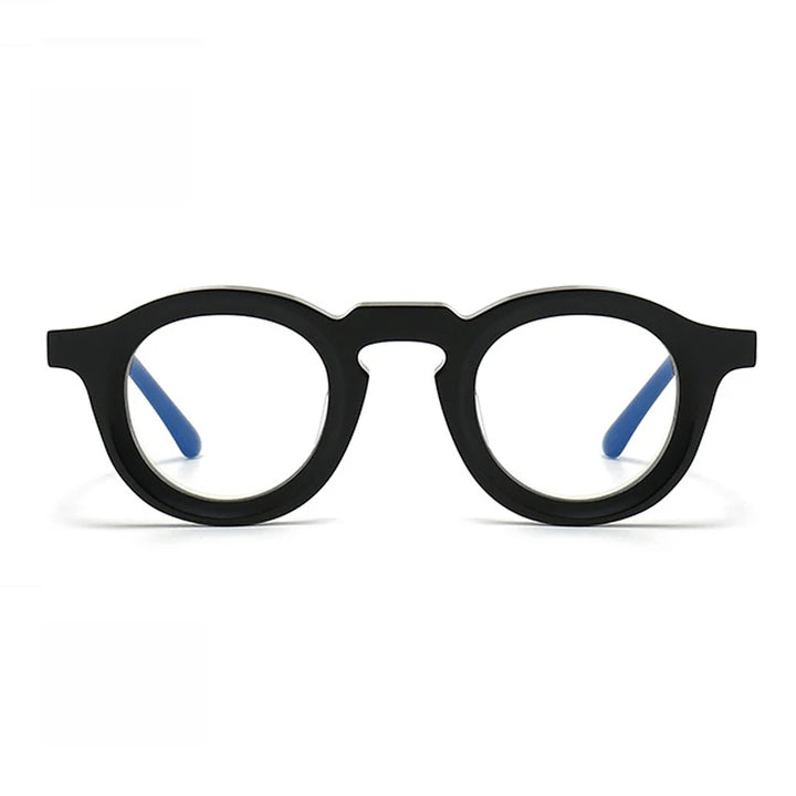 Black Mask Unisex Full Rim Round Acetate Eyeglasses 442721 Full Rim Black Mask