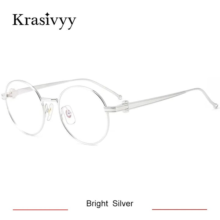 Krasivyy Unisex Full Rim Round Titanium Eyeglasses Kr02930 Full Rim Krasivyy Bright Silver CN 