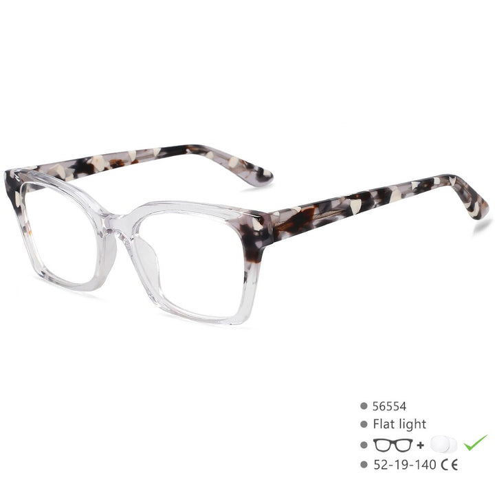 CCspace Unisex Full Rim Square Cat Eye Acetate Fiber Eyeglasses 56554 Full Rim CCspace C9Clear