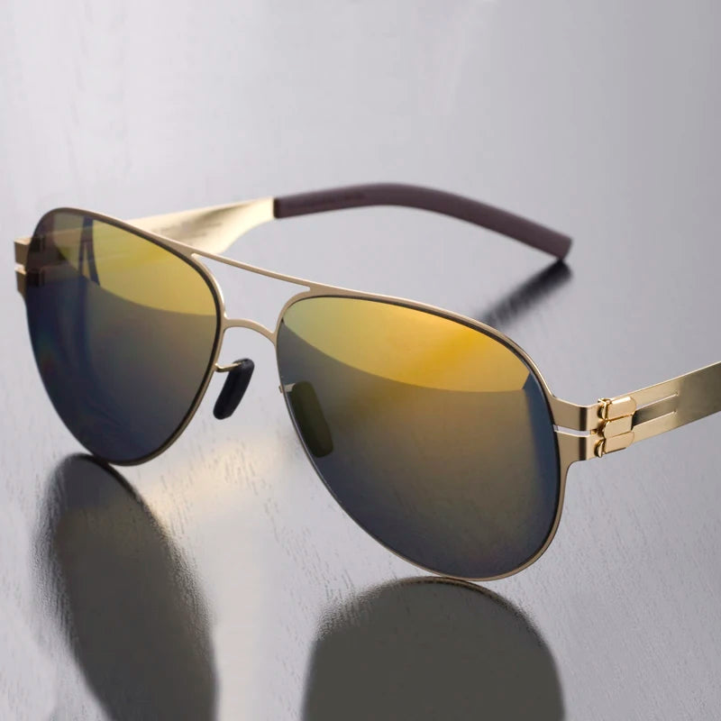 Black Mask Unisex Full Rim Oval Stainless Steel Polarized Sunglasses 0132 Full Rim Black Mask Golden As Shown