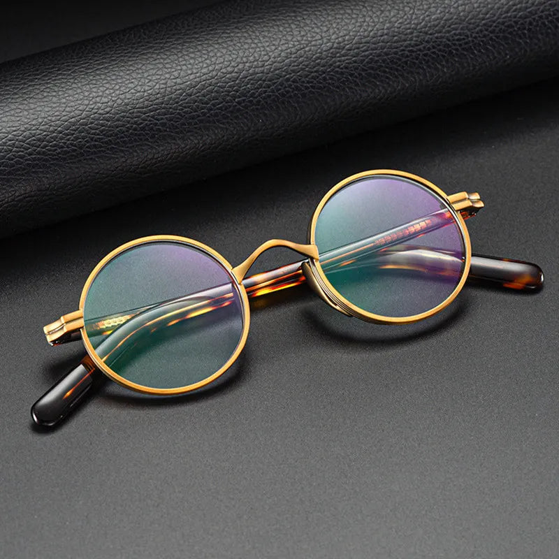 Kocolior Unisex Full Rim Small Round Titanium Hyperopic Reading Glasses 0881 Reading Glasses Kocolior