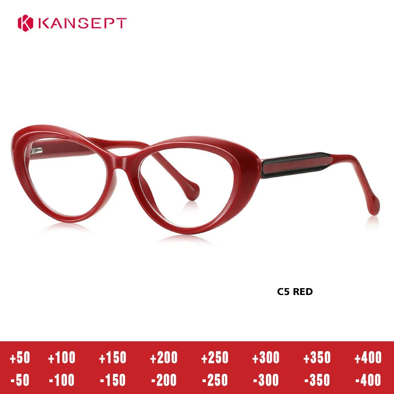 Kansept Unisex Full Rim Oval Cat Eye Tr 90 Alloy Reading Glasses 64100