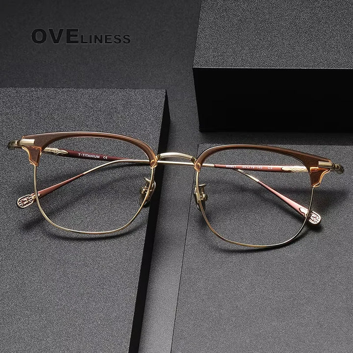 Oveliness Unisex Full Rim Square Acetate Titanium Eyeglasses 80901