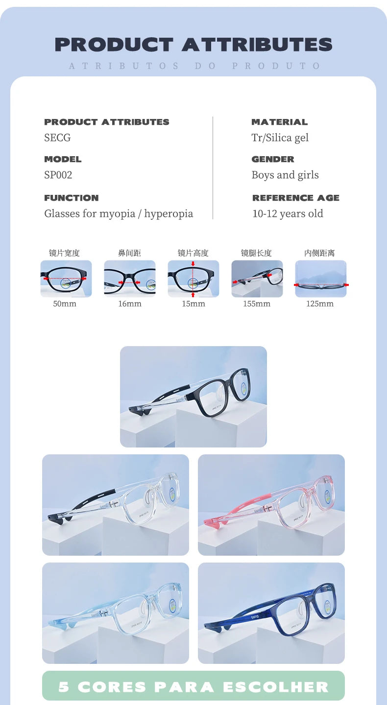 Secg Unisex Children's Full Rim Square Tr 90 Silicone Eyeglasses 19162 Full Rim Secg