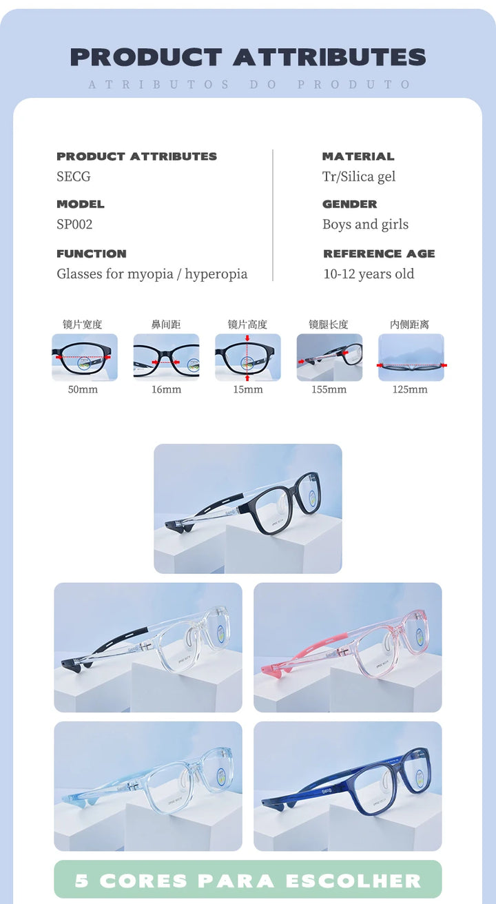 Secg Unisex Children's Full Rim Square Tr 90 Silicone Eyeglasses 19162 Full Rim Secg