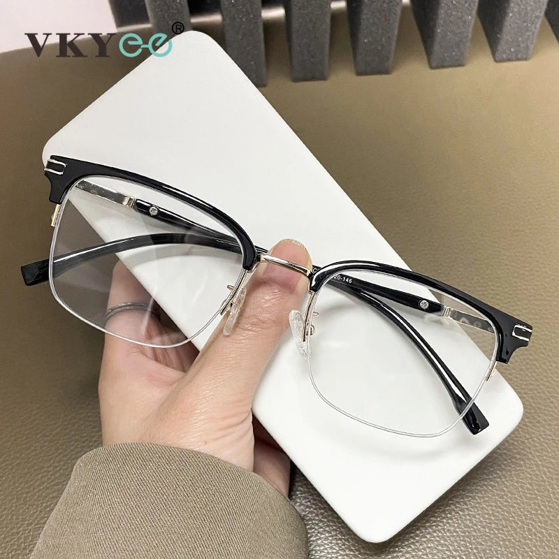 Vicky Unisex Semi Rim Square Tr 90 Titanium Reading Glasses 2242 Reading Glasses Vicky