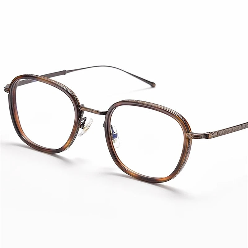 Black Mask Unisex Full Rim Square Acetate Titanium Eyeglasses 195910