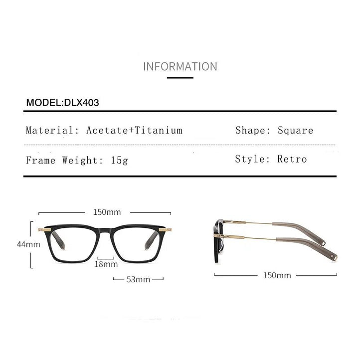 Hdcrafter Men's Full Rim Big Square Titanium Acetate Eyeglasses Dlx403 Full Rim Hdcrafter Eyeglasses