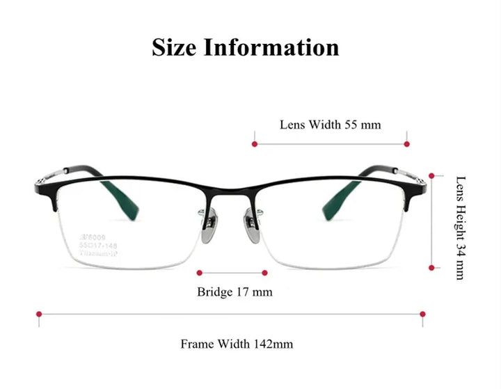 Chashma Ochki Men's Semi Rim Square Titanium Eyeglasses 316009