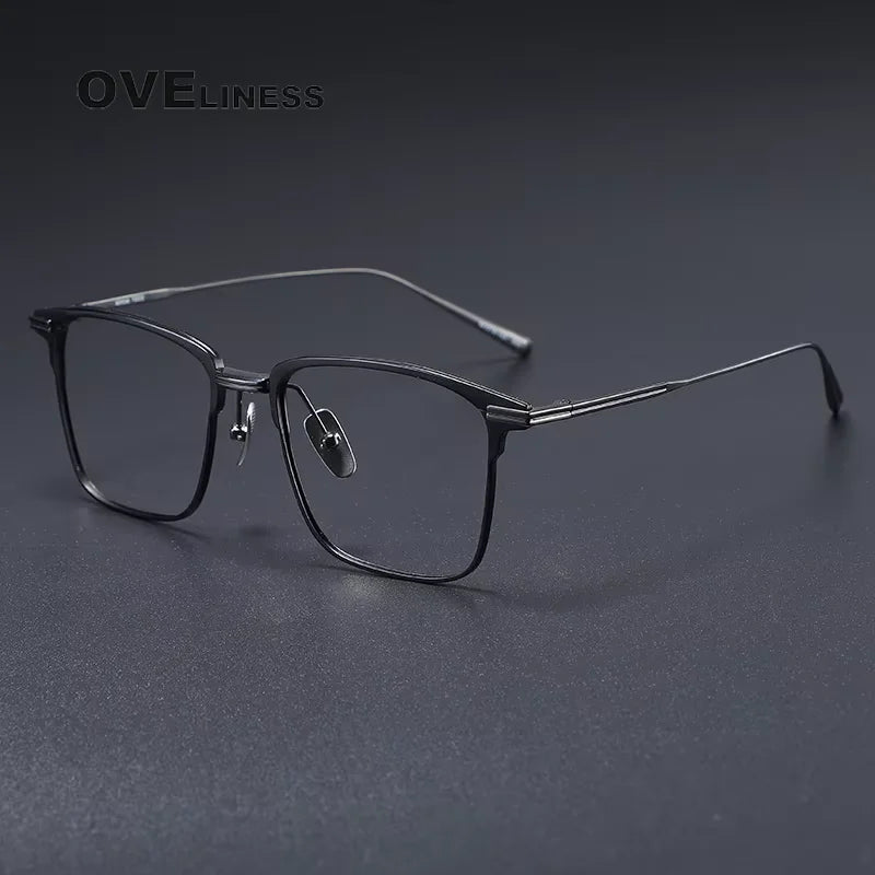 Oveliness Men's Full Rim Square Titanium + Acetate Eyeglasses 81148