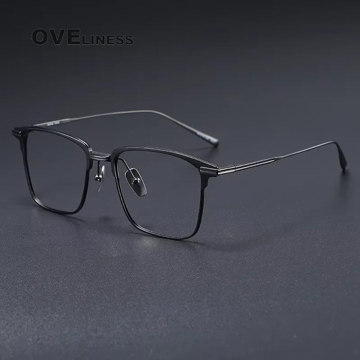 Oveliness Men's Full Rim Square Titanium + Acetate Eyeglasses 81148