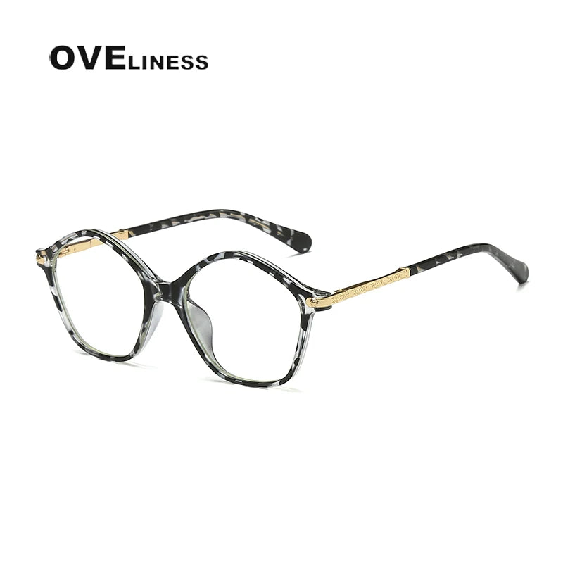 Oveliness Youth Unisex Full Rim Polygonal Tr 90 Titanium Eyeglasses 20204 Full Rim Oveliness lnk wash  