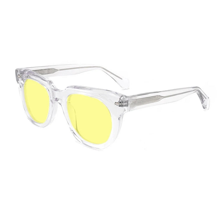 Gatenac Unisex Full Rim Square Acetate Polarized Sunglasses Mo17 Sunglasses Gatenac Transparent Yellow