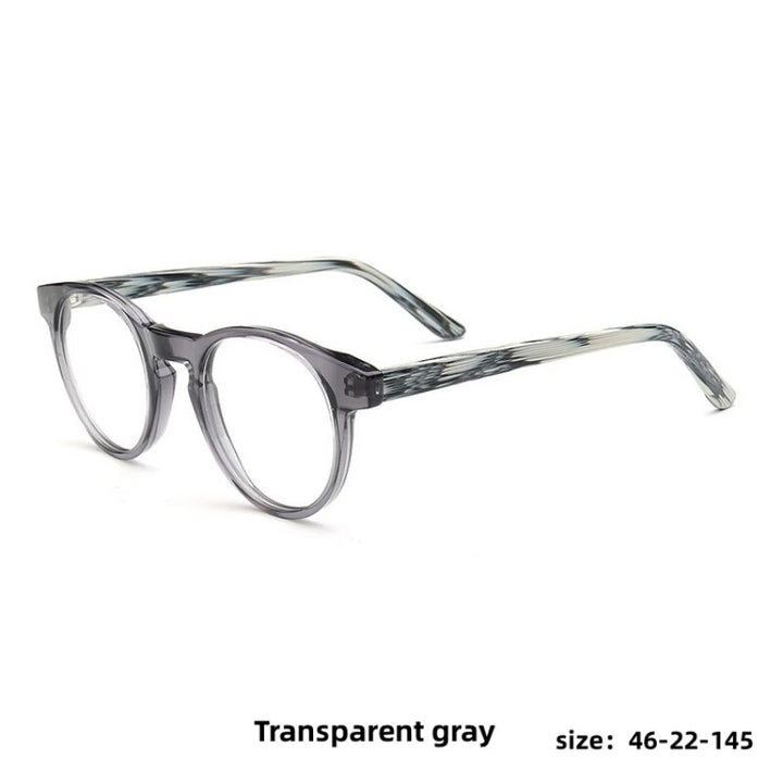 KatKani Unisex Full Rim Round Acetate Eyeglasses 209 Full Rim KatKani Eyeglasses Transparent Gray  