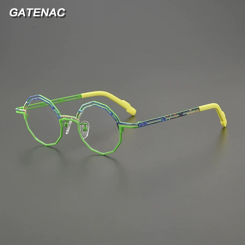 Gatenac Women's Full Rim Polygon Round Titanium Eyeglasses G85888