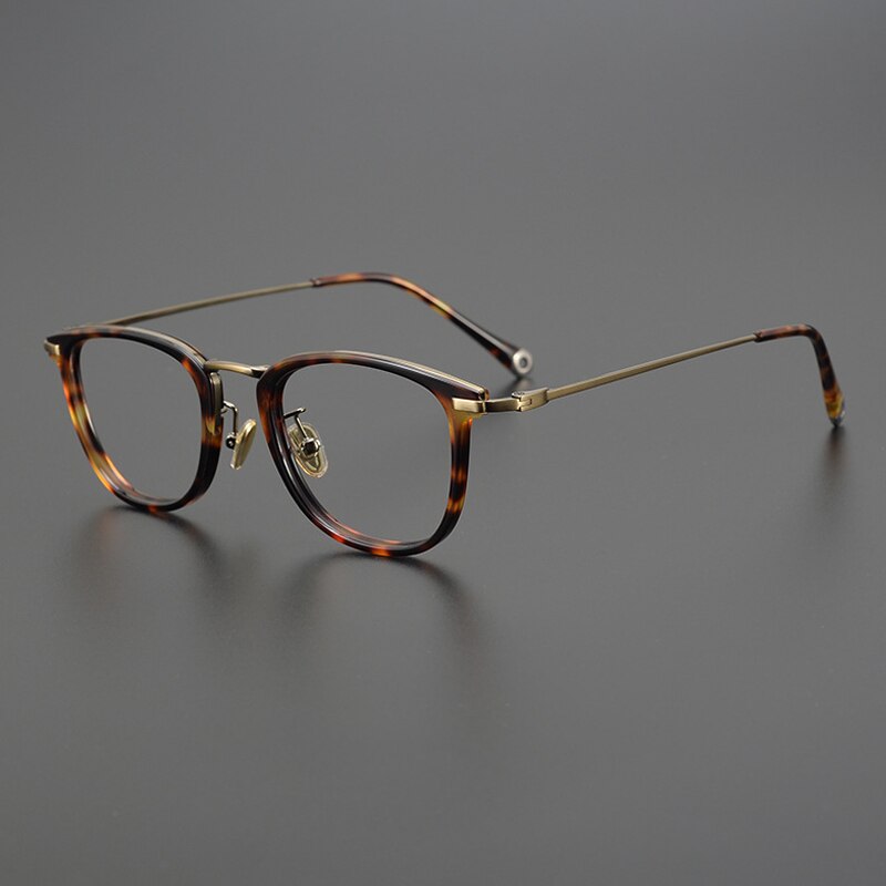 Gatenac Unisex Full Rim Round Square Acetate Titanium Eyeglasses Gxyj1032 Full Rim Gatenac Tortoiseshell