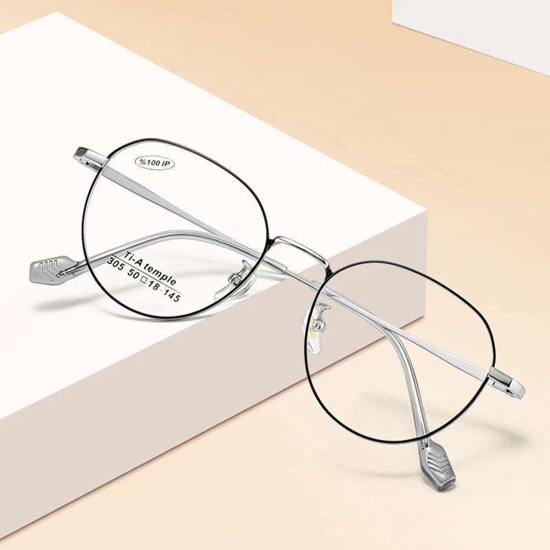 Xbora Women's Full Rim Oval Square Titanium Alloy Eyeglasses 61305