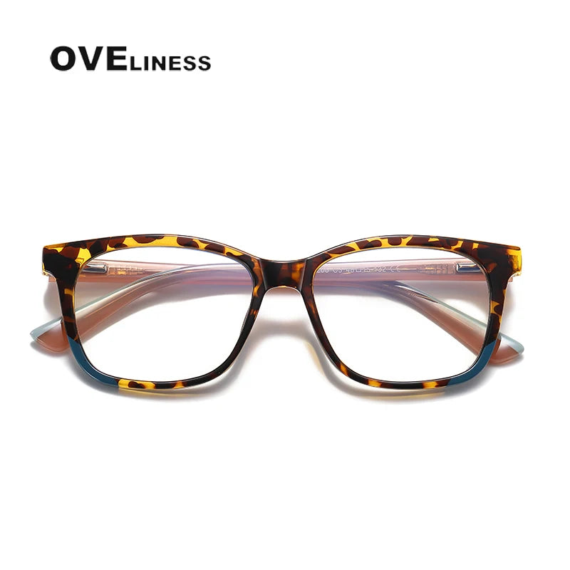 Oveliness Youth Unisex Full Rim Square Tr 90 Titanium Eyeglasses 20206 Full Rim Oveliness leopard print  