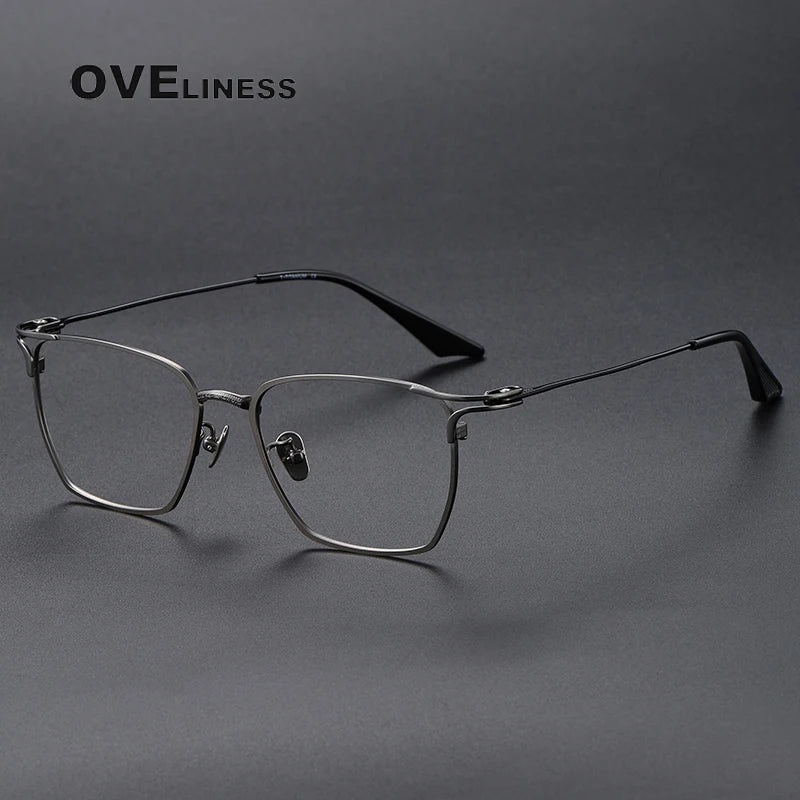 Oveliness Unisex Full Rim Square Titanium Eyeglasses 80999 Full Rim Oveliness gun