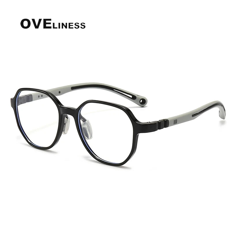 Oveliness Youth Unisex Full Rim Flat Top Oval Tr 90 Titanium Eyeglasses 91032 Full Rim Oveliness black  