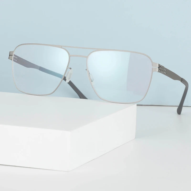 Black Mask Women's Full Rim Square Double Bridge Stainless Steel Eyeglasses Bm001 Full Rim Black Mask Silver