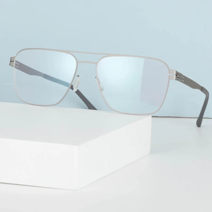 Black Mask Women's Full Rim Square Double Bridge Stainless Steel Eyeglasses Bm001 Full Rim Black Mask Silver