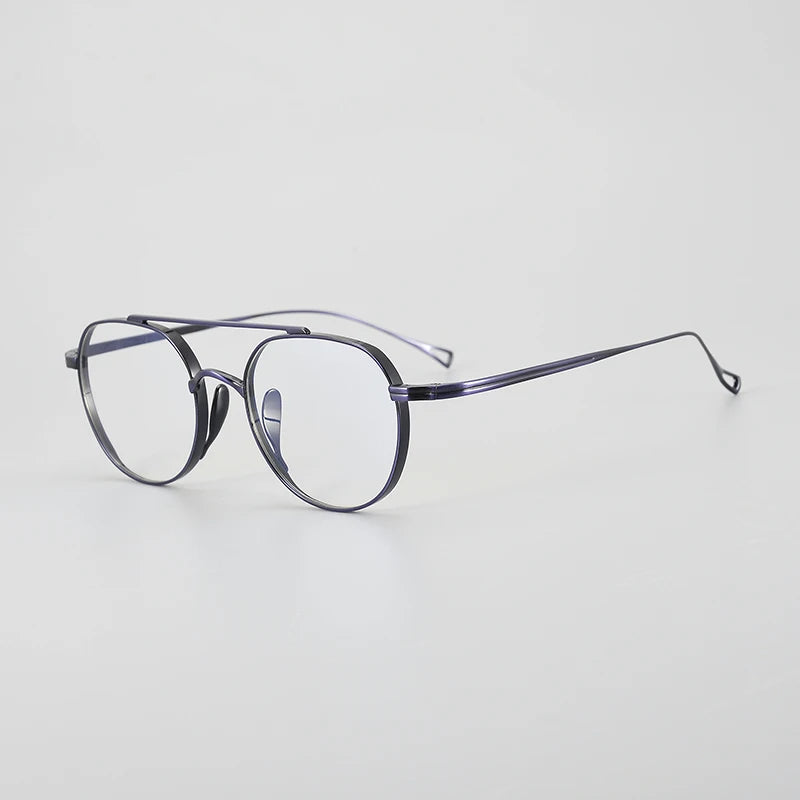 Gatenac Unisex Full Rim Polygon Double Bridge Titanium Eyeglasses 1477 Full Rim Gatenac Blue