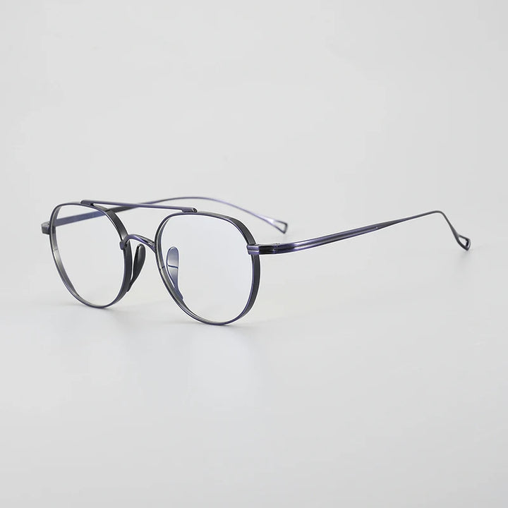 Gatenac Unisex Full Rim Polygon Double Bridge Titanium Eyeglasses 1477 Full Rim Gatenac Blue