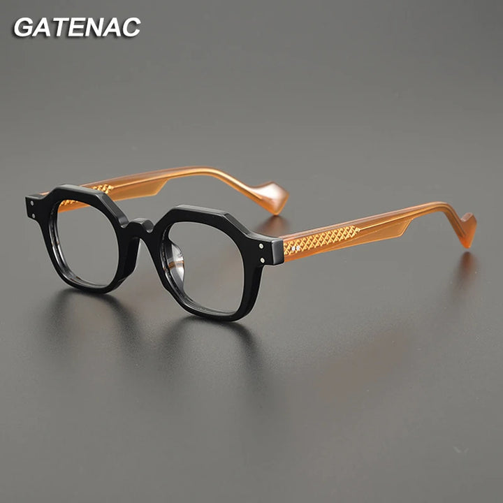 Gatenac Unisex Full Rim Flat Top Square Acetate Eyeglasses Gxyj1162 Full Rim Gatenac