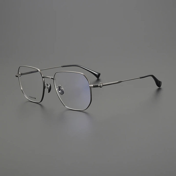 Gatenac Unisex Full Rim Big Polygon Square Titanium Eyeglasses Gxy1552