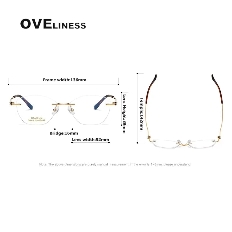 Oveliness Women's Rimless Polygon Titanium Eyeglasses 16018