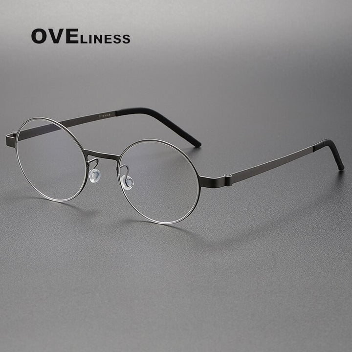 Oveliness Unisex Full Rim Round Titanium Eyeglasses 9610 Full Rim Oveliness gun  