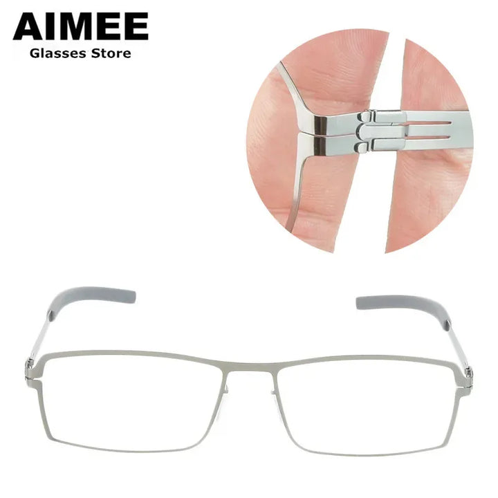 Aimee Unisex Full Rim Square Screwless Steel Eyeglasses 65085