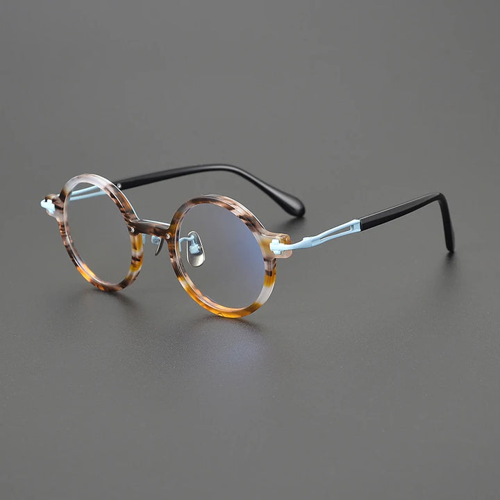 Gatenac Unisex Full Rim Round Acetate Titanium Eyeglasses Gxyj1568