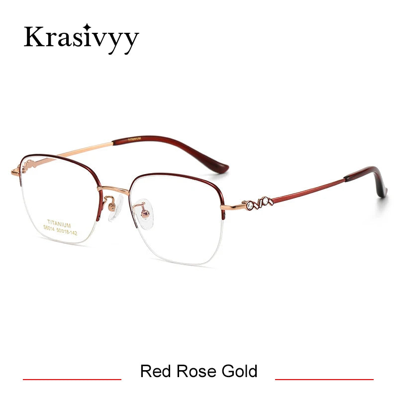 Krasivyy Women's Semi Rim Polygon Square Titanium Eyeglasses 36014
