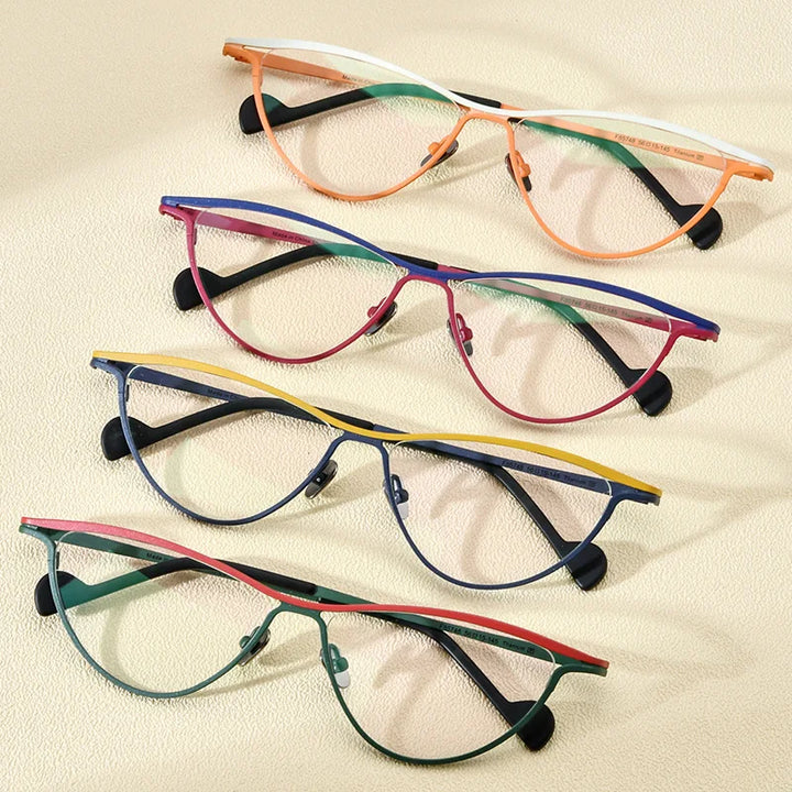 Nobler Unisex Full Rim Large Cat Eye Titanium Eyeglasses 185748 Full Rim Nobler