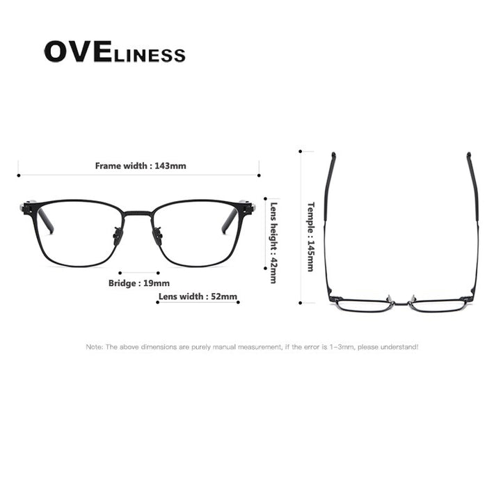 Oveliness Unisex Full Rim Square Titanium Eyeglasses 390 Full Rim Oveliness