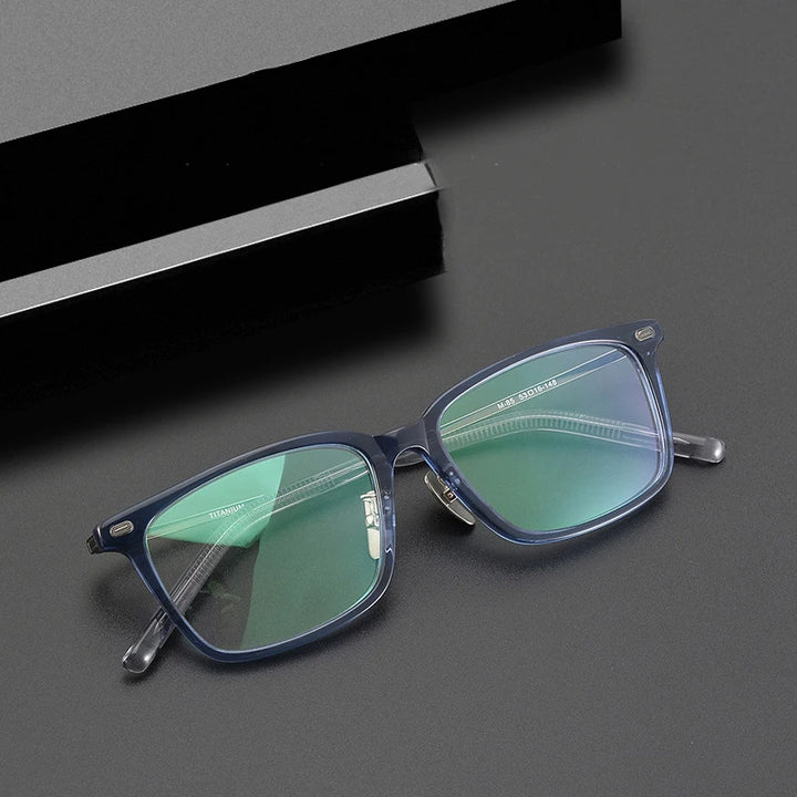 Black Mask Unisex Full Rim Square Acetate Titanium Eyeglasses Mm85 Full Rim Black Mask