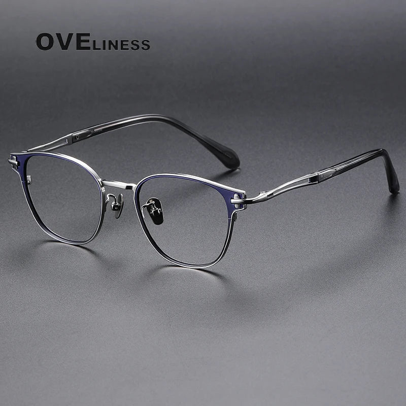 Oveliness Unisex Full Rim Square Titanium Eyeglasses 4220 Full Rim Oveliness blue silver  