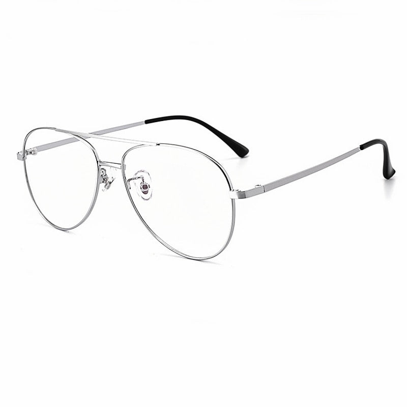 Yimaruili Unisex Full Rim Oval Double Bridge Titanium  Eyeglasses 2194 Full Rim Yimaruili Eyeglasses Silver